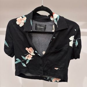 Reformation Floral Crop Button Top